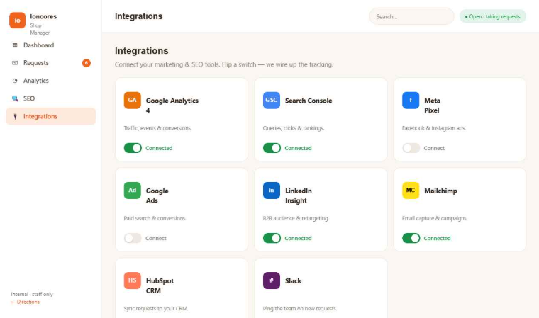 Wired-up integrations